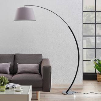 vloerlamp Evelyna, grijs/zwart, metaal, 192cm grijs, chroom, zwart