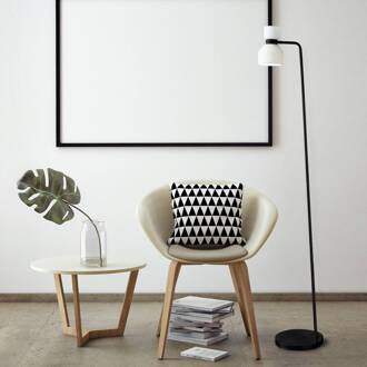 Vloerlamp Fifty, zwart, opaal wit glas, verstelbaar zwart, opaalwit