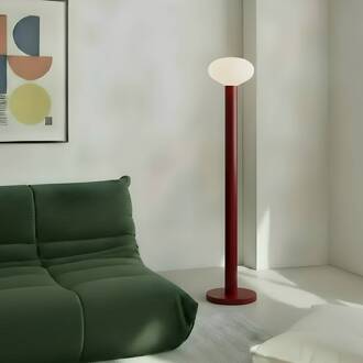 Vloerlamp Flo, rood, hoogte 138 cm, 1-lamp, glas rood, wit
