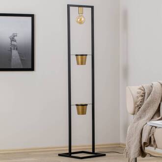 Vloerlamp Flores, 1-lamp, zwart/goud, staal zwart, goud