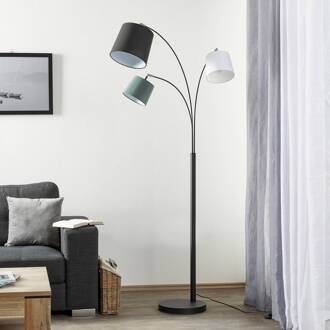 vloerlamp Foggy, 3-lamps, zwart zwart, grijs, wit