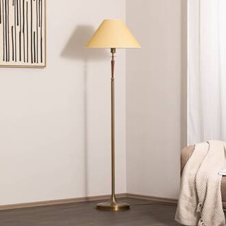 Vloerlamp HLM-9009-1E met textiel kap antiek goud, beige