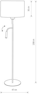 Vloerlamp Hotel Plus met leeslamp, wit wit, zilver