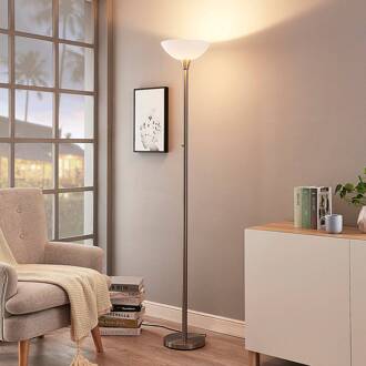 Vloerlamp Ignacia, nikkelkleurig, glas, 180 cm, E27 nikkel satijn, wit