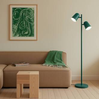 vloerlamp Isara, groen, 165 cm, 2-lamps, metaal, E27