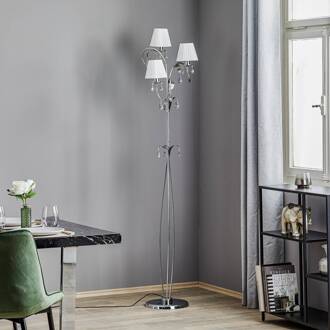Vloerlamp Jacqueline, 3-lamps, wit chroom, wit, helder