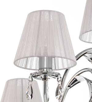 Vloerlamp Jacqueline, 3-lamps, wit chroom, wit, transparant