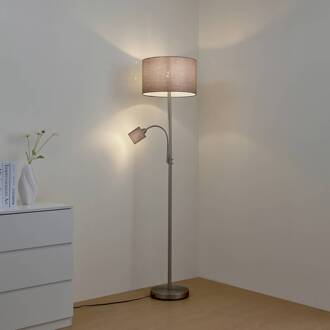 vloerlamp Jaileen, grijs, textiel, 170 cm, leeslampje