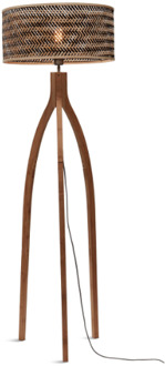 Vloerlamp Java - Bamboe|Zwart - 50x50x145cm - Driepoot Bruin