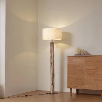 vloerlamp Jorvan, crème, eucalyptus, linnen crème, houtkleurig, zwart