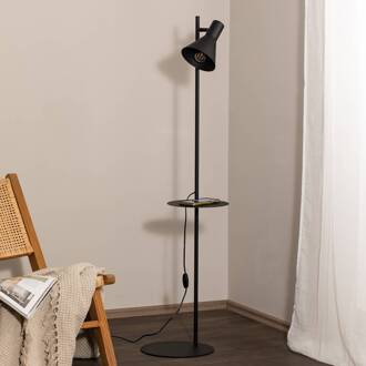 Vloerlamp Jump, zwart, verstelbaar, plank zwart mat