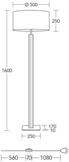 vloerlamp Karl G, rond, hout/graniet, wit, E27 wit, grijs, geolied eiken, mat nikkel geborsteld