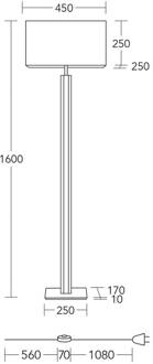 vloerlamp Karl K, hoekig, hout, wit, 160 cm, E27 wit, geolied eiken, mat nikkel geborsteld