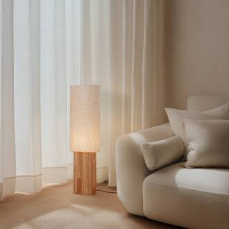 vloerlamp Kimiko, hoogte 100 cm, hout, textiel, E27 Hout licht, beige