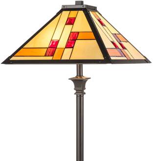 Vloerlamp KT1836-50+P1837 in Tiffany stijl roestbruin, multicolour