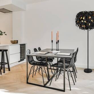 Vloerlamp Leavy, zwart/goud, hoogte 180 cm, kunststof zwart, goud