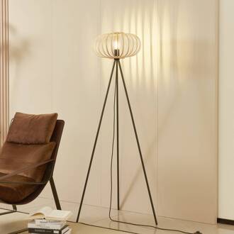 vloerlamp Lielle, natuurlijk bamboe, Ø 40 cm natuurlijk bamboe, zwart