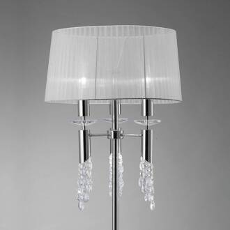 Vloerlamp Lilja met zijden kap chroom, helder, wit