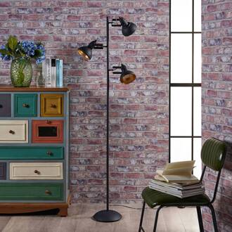 vloerlamp Lilly, zwart, metaal, 170cm, E14 zwart, goud