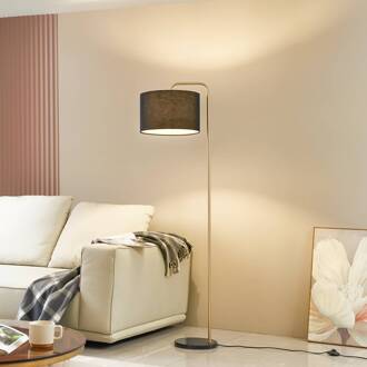 Vloerlamp Lindby, zwart/goud, marmer, 153cm zwart, goud