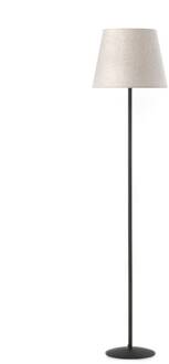 Vloerlamp Loris, zwart, kap zandbeige zwart, zandbeige