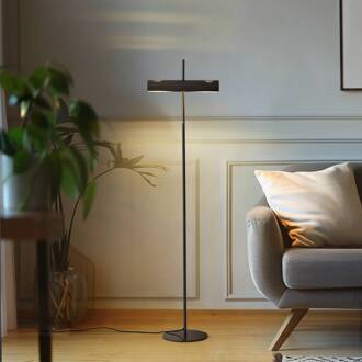 Vloerlamp Lucande Nysira, grijs metallic, 2-lamps donkergrijs metallic