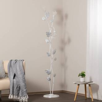 Vloerlamp Marilena in Florentijnse stijl 3-lamps wit, zilver