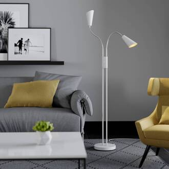 vloerlamp Medira, wit, 2-lamps, verstelbaar, GU10 wit, goud