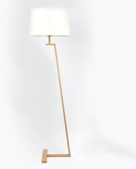 Vloerlamp Memphis LS met textiel-kap, wit wit, licht hout