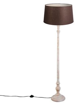 Vloerlamp met linnen kap bruin 45 cm - Classico Grijs