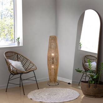 Vloerlamp Miki, bruin, hoogte 103 cm, papier bruin, zwart mat