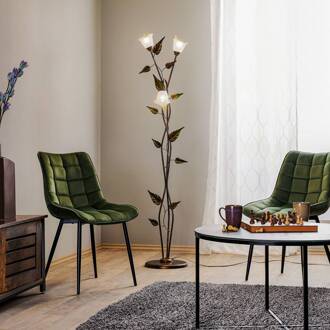 Vloerlamp Miranda in Florentijnse stijl, brons brons, goud, groen, opaal
