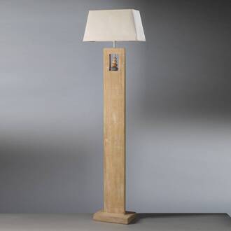 Vloerlamp Miriel, hoogte 170 cm, textiel, hout licht hout, beige