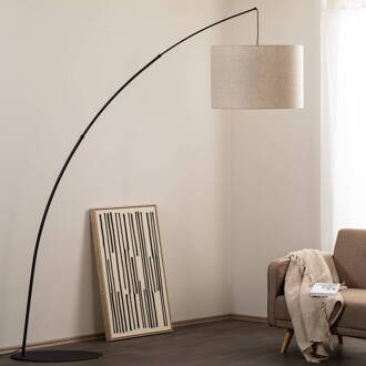 Vloerlamp Moby Nature met textiel kap zwart, beige