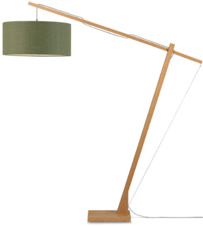 Vloerlamp Montblanc bamboe h.207/kap 60x30cm eco linnen, green forest Groen