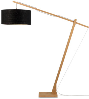 Vloerlamp Montblanc bamboe h.207/kap 60x30cm eco linnen, zwart