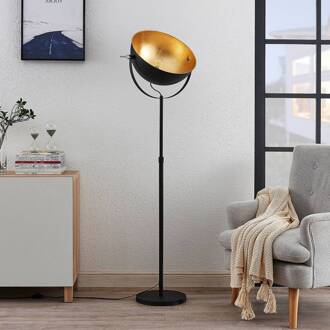 vloerlamp Muriel, 1-lamp, zwart/goud, metaal zwart, goud