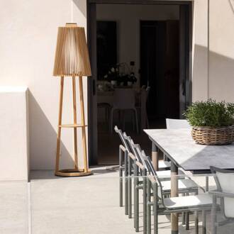 Vloerlamp op zonne-energie Tecka met sensor, teak