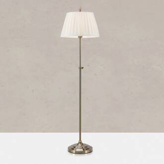 Vloerlamp Oxford, messingkleurig, hoogte 155 cm, metaal/stof messing, naturel wit