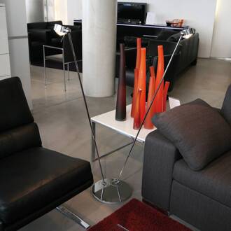 Vloerlamp PUK, chroom, metaal, 2-lamps, G9, aan/uit chroom, helder, mat wit