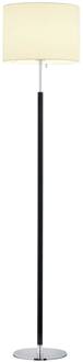 Vloerlamp Pull, stoffen kap, 161 cm zwart, chroom, wit