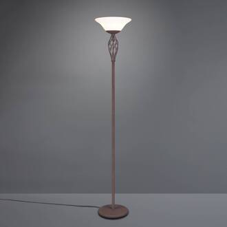 Vloerlamp Rustica met voetschakelaar, roest roestkleurig, wit