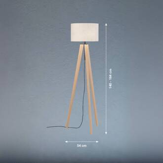 Vloerlamp SHINE-WOOD, zand/zwart/eiken Hoogte 164 cm 3 x E27 crème, eiken, zwart