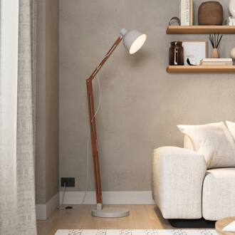 Vloerlamp Skansen, verstelbaar, grijs grijs, donker hout