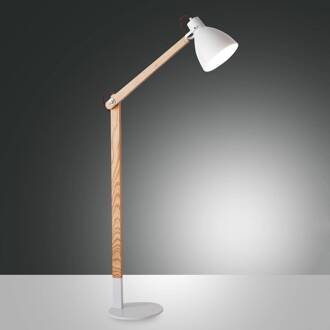Vloerlamp Sveva van hout, wit/essen essenhout, wit