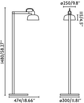 Vloerlamp Tatawin, zwart, staal/glas, hoogte 148 cm