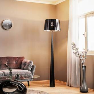 Vloerlamp Totem LS met chroom-finish, zwart zwart, chroom
