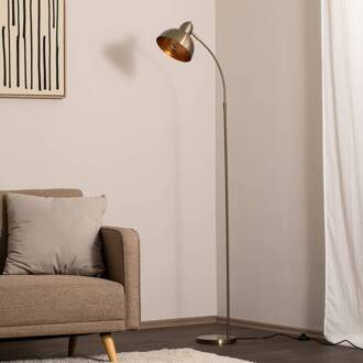 Vloerlamp Varzan, goud, metaal, hoogte 162 cm, E27 oud goud