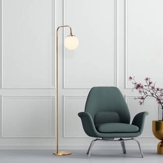 Vloerlamp Viran, antiek goud, glas, hoogte 146 cm, E14 antiek goud, wit