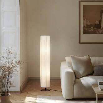 vloerlamp Virelle, wit, textiel, hoogte 117 cm, E27 wit, zwart